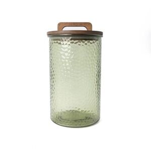 New! Target Spring 2026 Collection Tall Hammered Green Glass Canister Wooden Lid